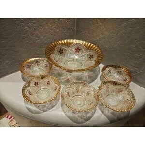 Reverse Painted MCM Salad Bowl Set